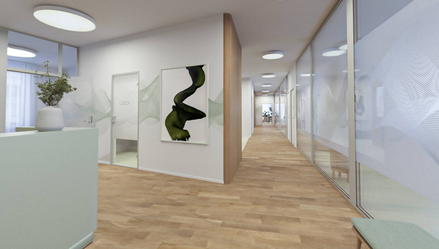 VitaOne Praxis Gang, Blick Korridor