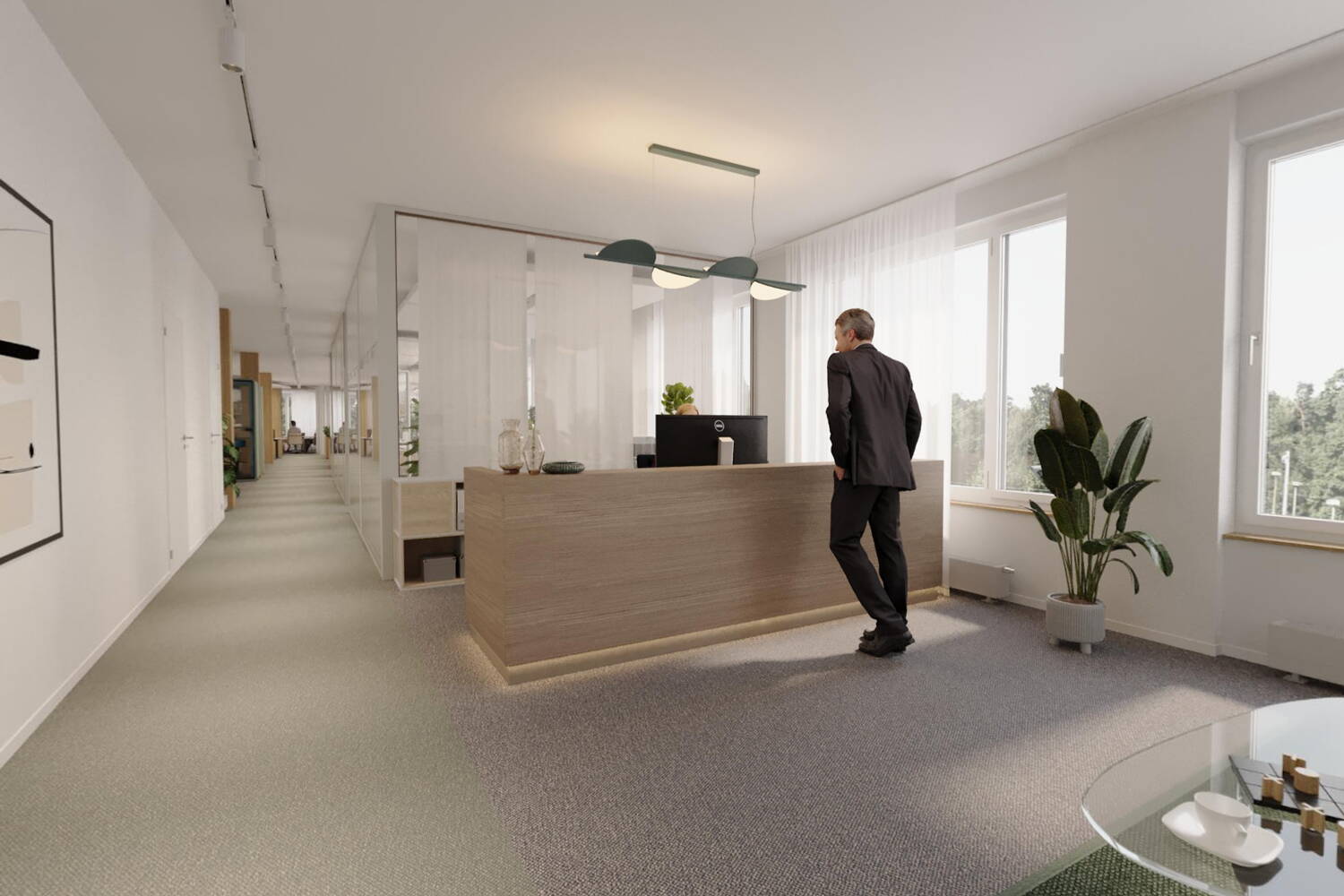 vitaone Empfang, Mann steht am Empfang